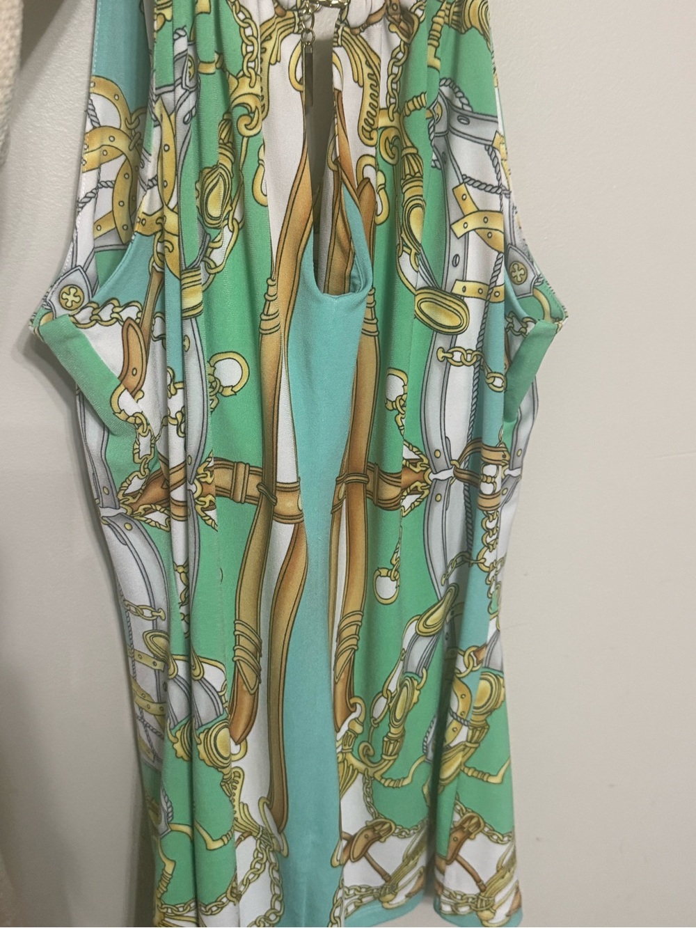 Cach’e Turquoise & Gold Printed Halter Top - Picture 7 of 8